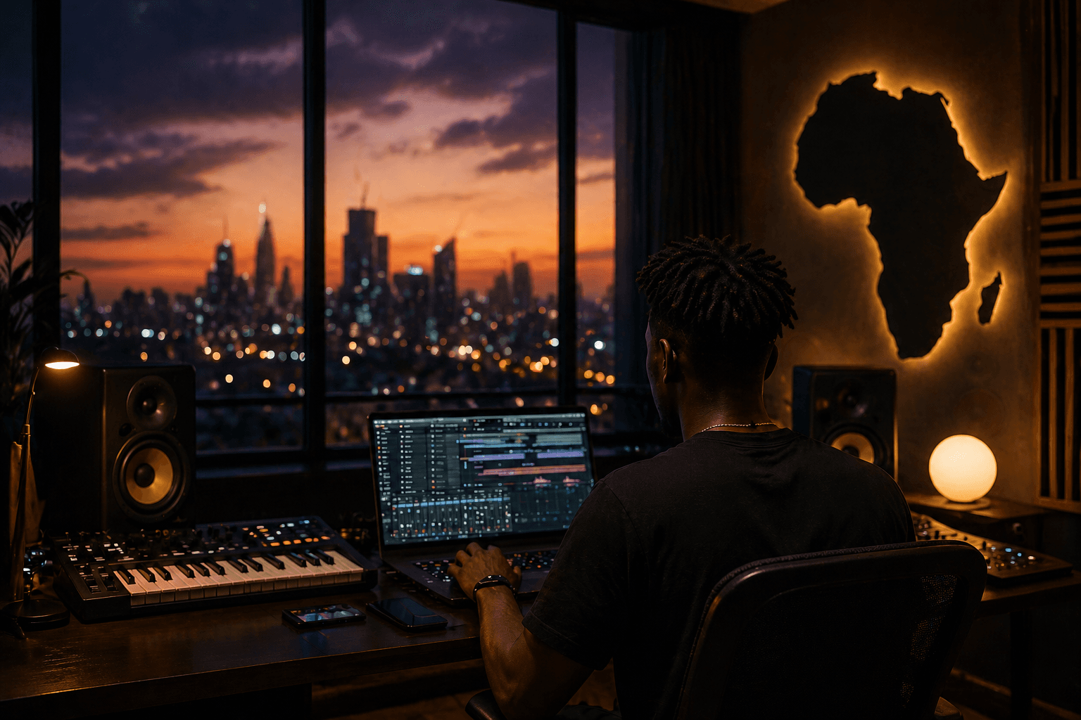 Producer working in the studio